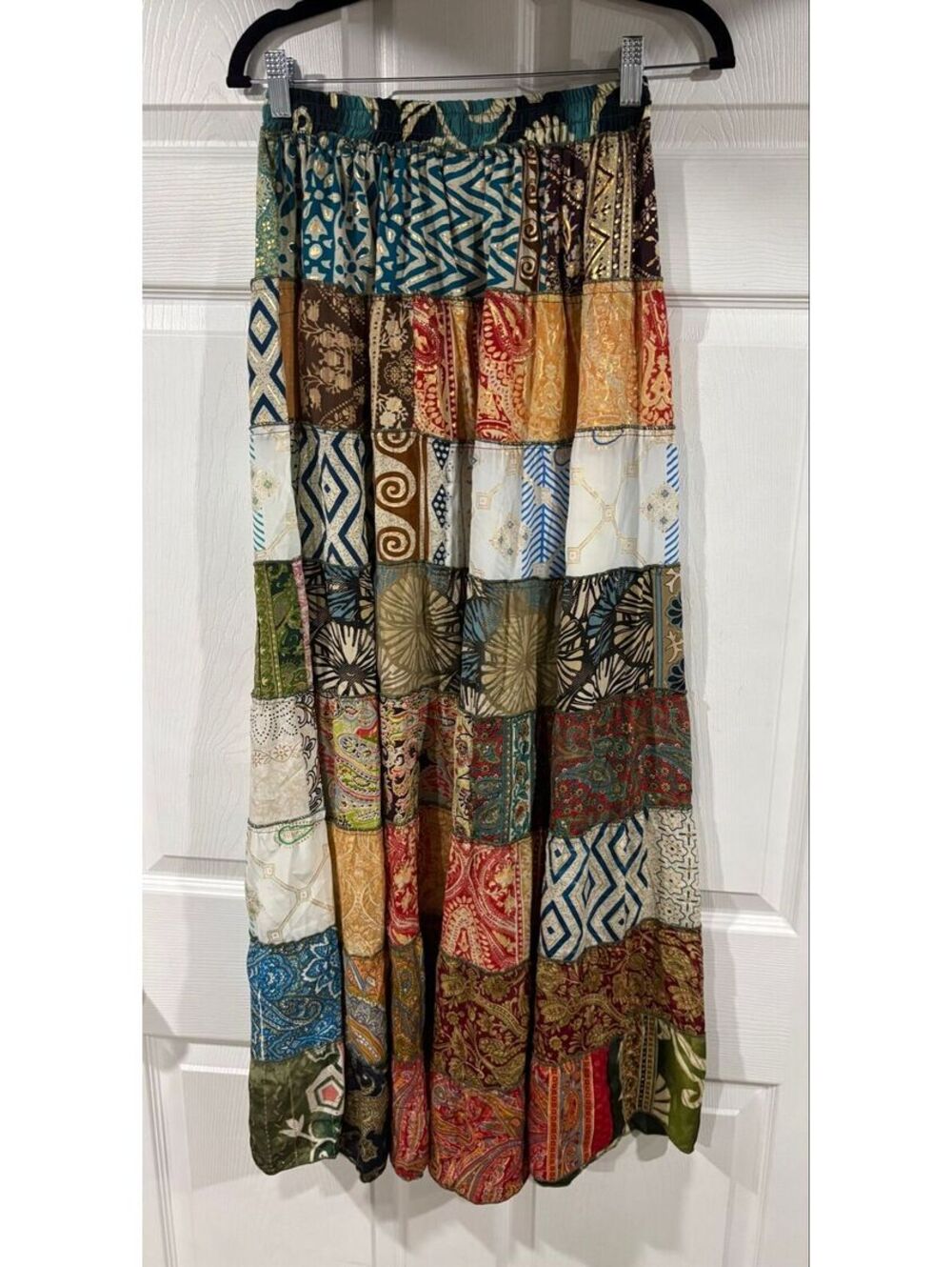 #212 NEW Kantha patchwork skirt. Waist 13”-21”